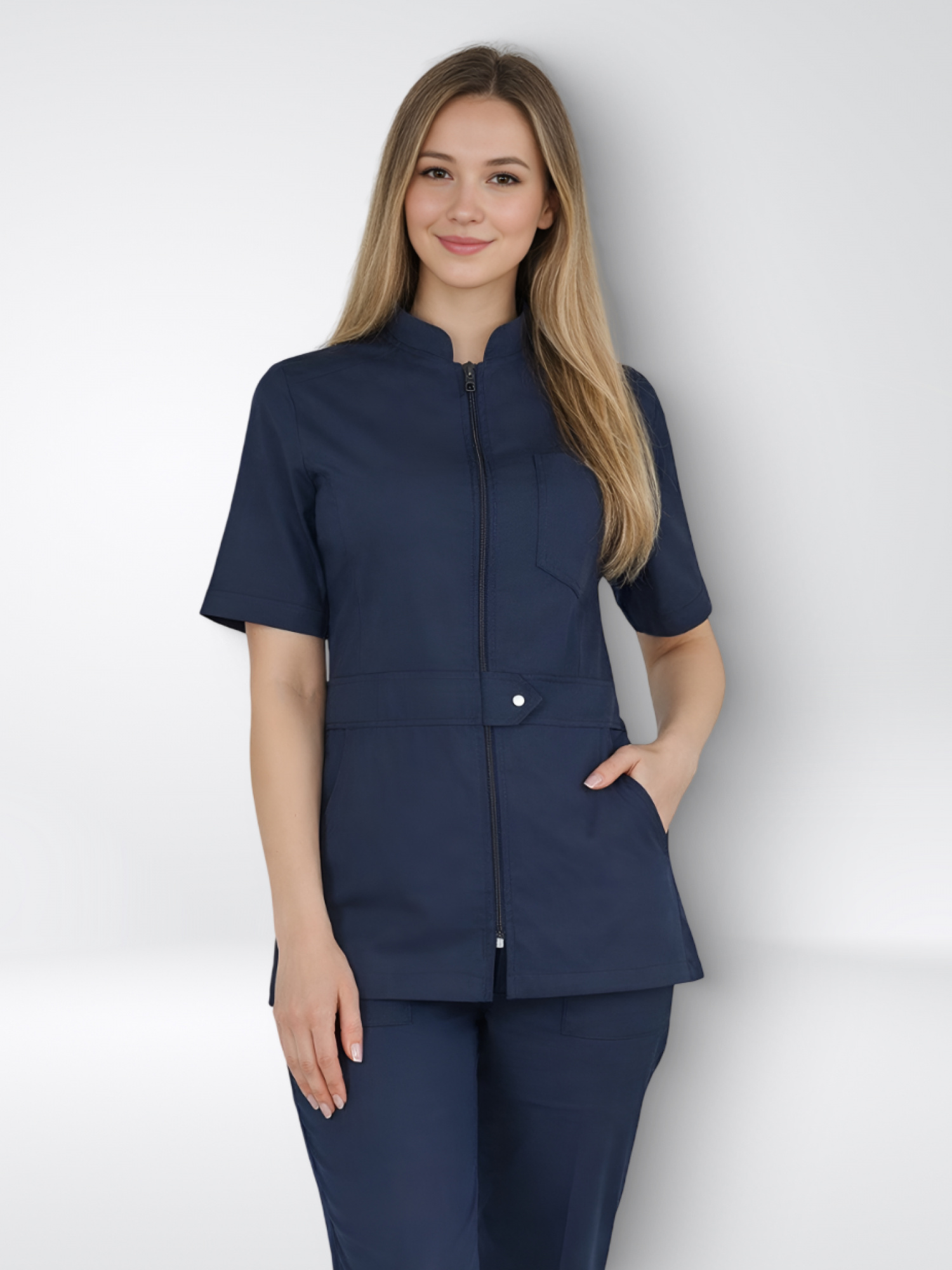Костюм Lycra на молнии кор/рукав Темно синий (Lazivert) L